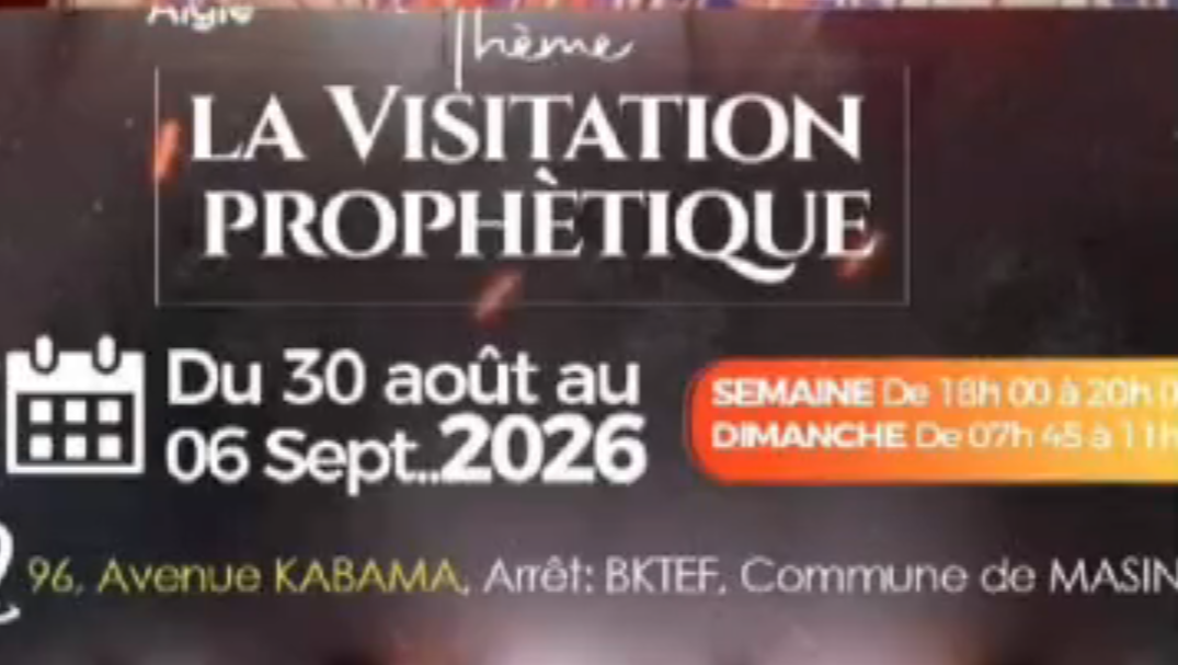 Affiche de La Visitation Prophétique — du 30 août au 06 septembre 2026 à Masina, Kinshasa